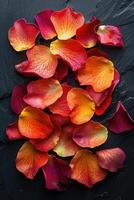 Rose Petal Portrait on Black Background photo