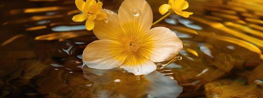 flotante flor con amarillo pétalos foto