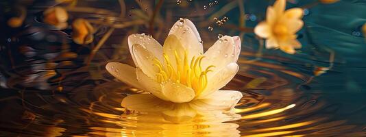 Floating Flower with Yellow Petals photo