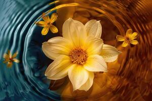 Floating Flower with Yellow Petals photo