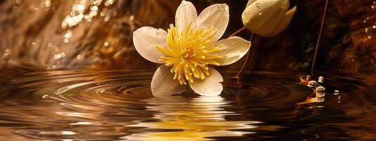 Floating Flower with Yellow Petals photo