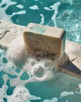 Floating Exfoliating Soap Bar in the Sea photo