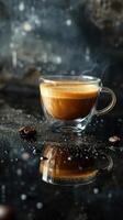 Coffee in Glass Cup on Wet Surface photo