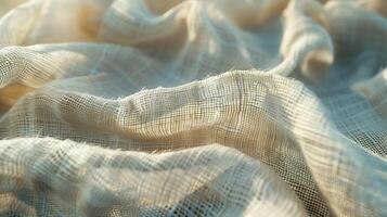 Close-Up Linen Fabric, Detailed Fiber Texture photo