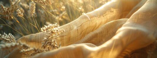 Close-Up Linen Fabric, Detailed Fiber Texture photo