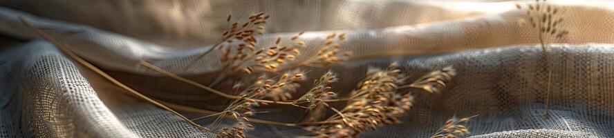 Close-Up Linen Fabric, Detailed Fiber Texture photo