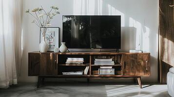 Sleek Smoked Oak Media Console for Modern Living Spaces photo