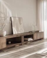 Sleek Smoked Oak Media Console for Modern Living Spaces photo