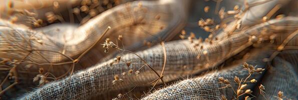 Close-Up Linen Fabric, Detailed Fiber Texture photo