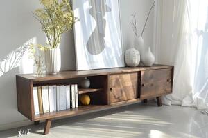 Sleek Smoked Oak Media Console for Modern Living Spaces photo