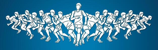 Group of People Running Together vector