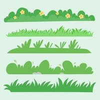 Grass Borders Decorative Green Collection Set vector