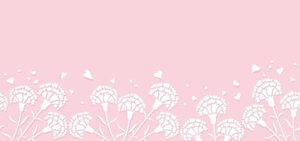 Seamless Carnation Background Illustration With Text Space For Mothers Day, Valentines Day, Bridal, Etc. Horizontally Repeatable. vector