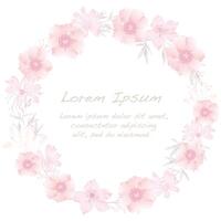 Watercolor Round Floral Frame Isolated On A White Background. vector