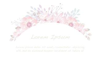Watercolor Floral Arch Background With Text Space Isolated On A White Background. vector