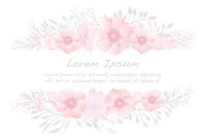 Watercolor Floral Background Illustration With Text Space Isolated On A White Background. vector