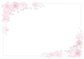 Watercolor Rectangle Floral Frame Isolated On A White Background. vector