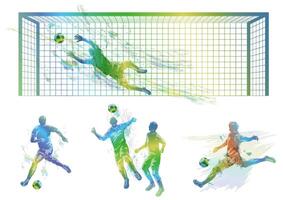 Soccer Players Silhouette Illustration Set Isolated On A White Background. vector