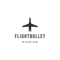 Flight bullet logo, Bullet combine with plane logo design on isolated background vector