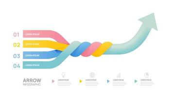 Business 4 step timeline infographic Arrow template. Modern milestone element timeline diagram, infographics. vector