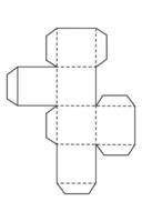 dado modelo en blanco papel. cubo modelo a hacer caja o paquete. imprimible Plano de esquema a cortar geométrico modelo, papercraft imprimible. vector