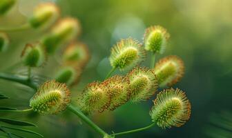 un detallado de cerca ver de mimosa semilla vainas foto