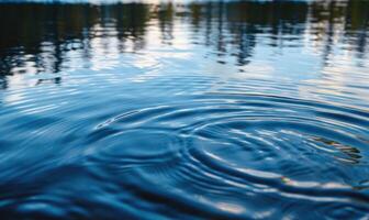 A gentle breeze causing ripples on the surface of a spring lake photo