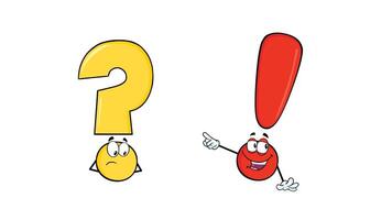 question marque et exclamation marque dessin animé personnages video