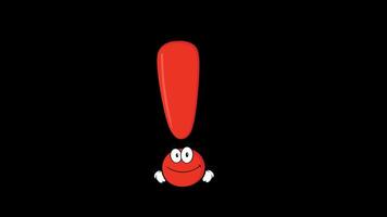 Exclamation Mark Cartoon Character Pointing With Finger. 4K Animation video