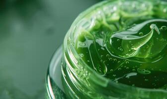 Close-up of a blank jar mockup filled with aloe vera face cream, skin care routine photo