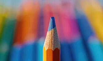 Close-up of a set of colored pencils photo