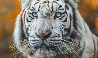 Close-up of a white tiger's face photo