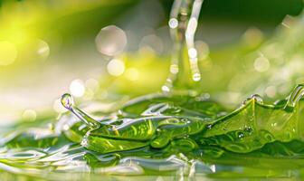 Close-up of aloe vera gel being extracted and blended with botanical oils and essences photo