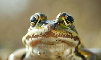 de cerca retrato de un rana arvalís foto