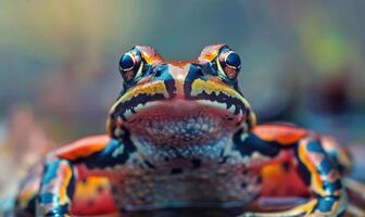 de cerca retrato de un rana arvalís foto