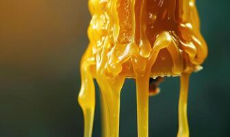 Close-up of a melting candle with wax dripping down the side photo