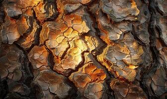 Close-up of pine bark with intricate patterns and textures photo