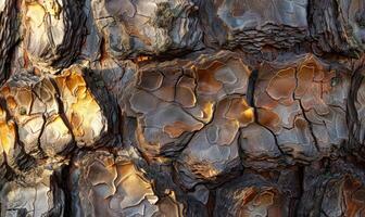 Close-up of pine bark with intricate patterns and textures photo