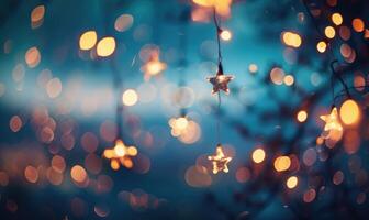 Bokeh lights twinkling like stars in a clear night sky, abstract background photo