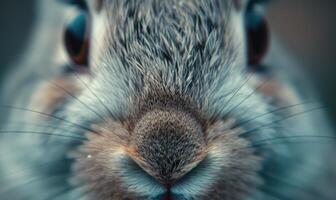 Close-up of a curious bunny's nose twitching photo