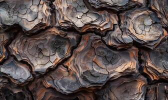 Close-up of pine bark with intricate patterns and textures photo