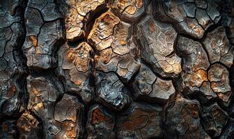 Close-up of pine bark with intricate patterns and textures photo