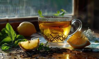 Bergamot tea with a lemon twist photo