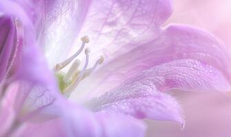 Close-up of a bellflower in soft light, closeup view, selective focus, spring background photo