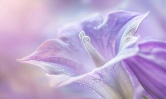 Close-up of a bellflower in soft light, closeup view, selective focus, spring background photo