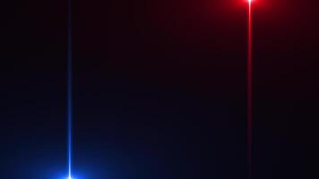 Abstract animation with laser line lighting in blue and red. Bright rays of light flicker. Empty stage for product or presentation. Seamless loop video