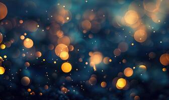 Soft bokeh lights twinkling against a dark background, abstract background with bokeh lights photo