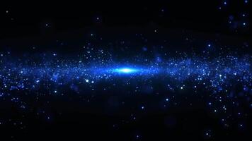 Abstract background of magic particles in blue color, particles glow and move with wave energy, beautiful nebula, fairy dust, seamless loop, 4K. video