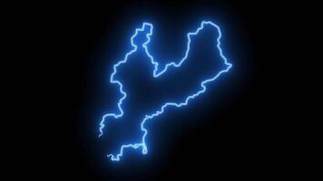 map of South Hamgyong in north korea with glowing neon effect video