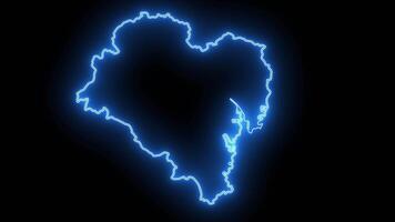 map of Ulsan in south korea with glowing neon effect video